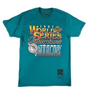 VTG Mitchell & Ness Florida Marlins 1997 World Series Champions Shirt Mens M Y2K